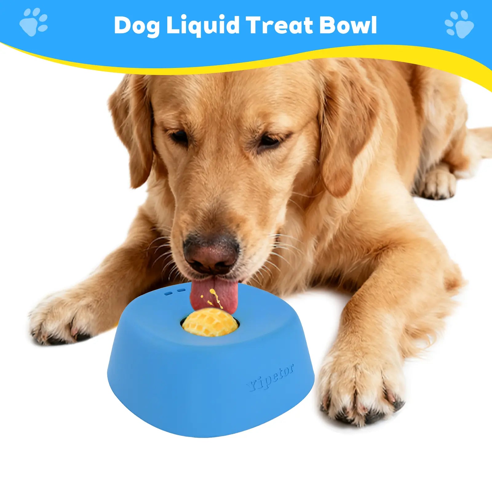 Yipetor Slow Feeder Dog Bowls with Built-In Rolling Ball for Liquid Treats - No Spill Bone Broth and Multi-Purpose Puppy Yogurt Feeder for All Breeds and Dietary Supplement/Post-Op Nutrition