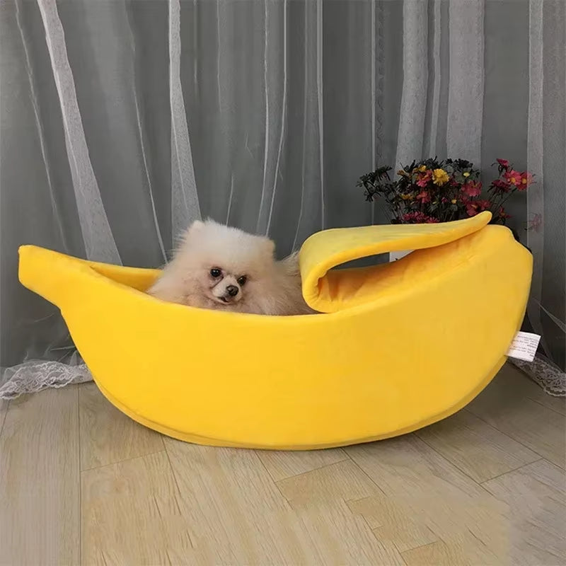 Cozy Banana-Shaped Cat Bed and Mat - Warm Cushion Kennel for Kittens and Small Dogs, Portable Pet Supplies