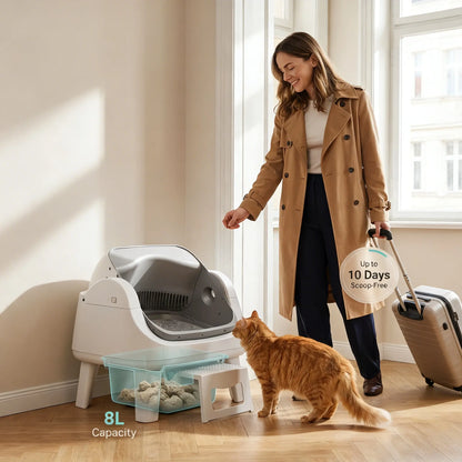 Petpivot Autoscooper 12 Lite Open Top Self-Cleaning Cat Litter Box with Advanced Safety Sensors and Senior Cat Access Features