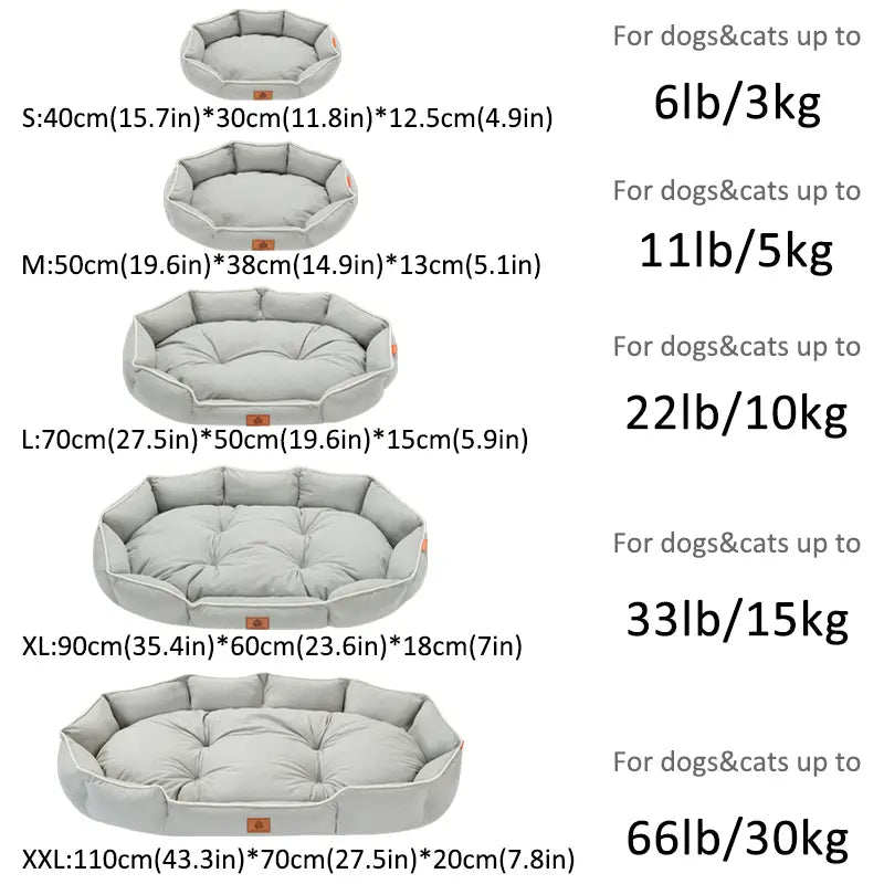 Luxurious All-Season Dog Bed: Plush Anti-Slip Sofa for Cats & Dogs – Cozy Washable Cushion with Warm Support