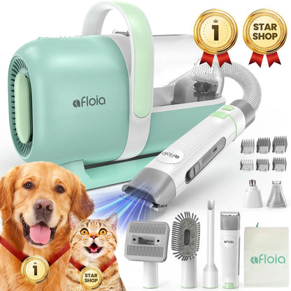 Afloia Professional Dog Grooming Kit: Vacuum Grooming Tools, Dog Clippers, and Low Noise Hair Remover for Shedding Pets