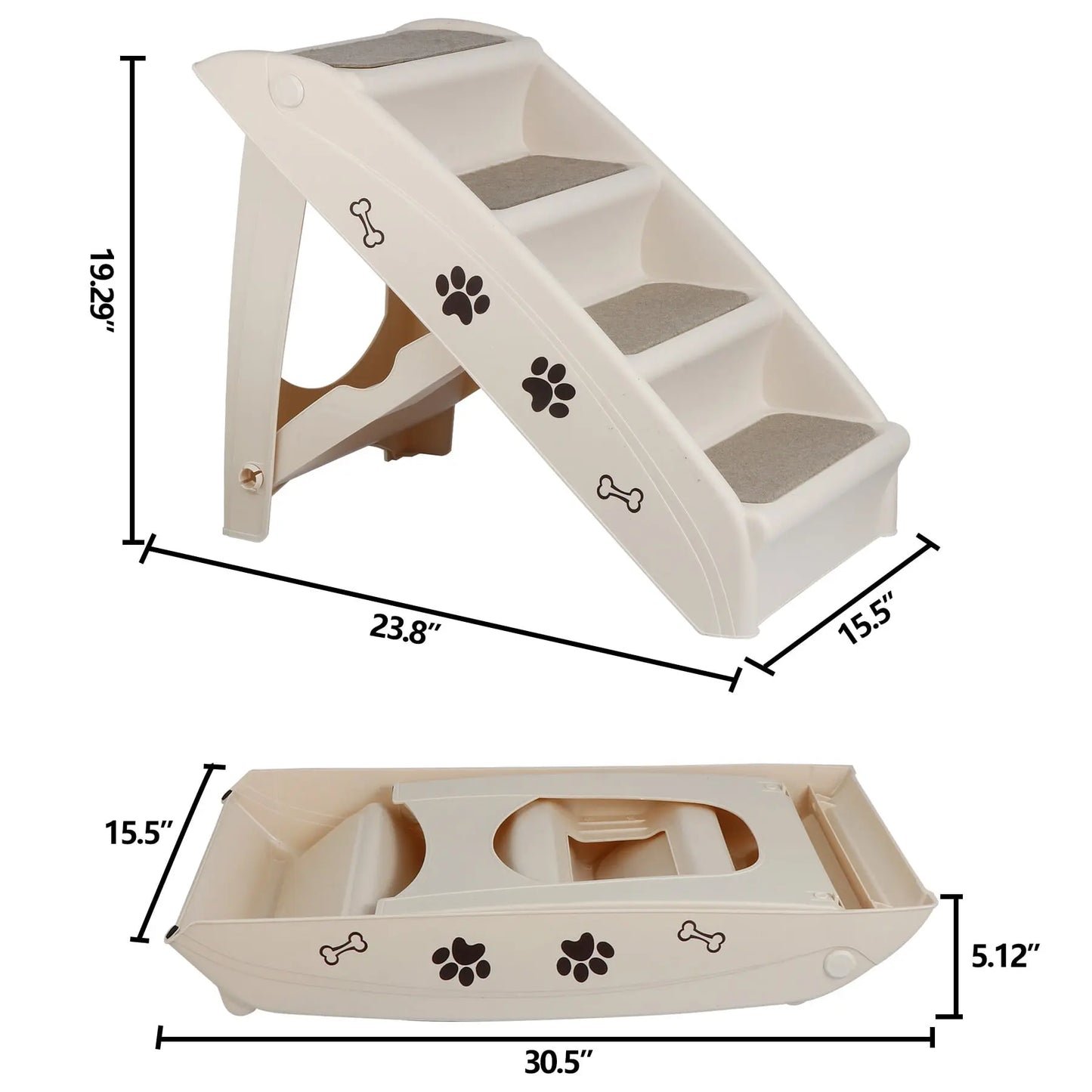 Foldable 4-Step Plastic Pet Stairs for Small Dogs with Non-Slip Paw Pads and Easy-Climb Design for Safe Access to Elevated Surfaces