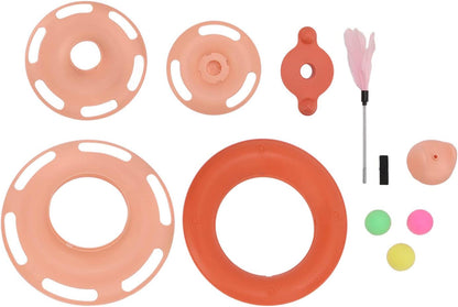 Interactive 4-Level Cat Ball Track Toy with Feather Stick - Engaging Indoor Play for Kittens and Cats