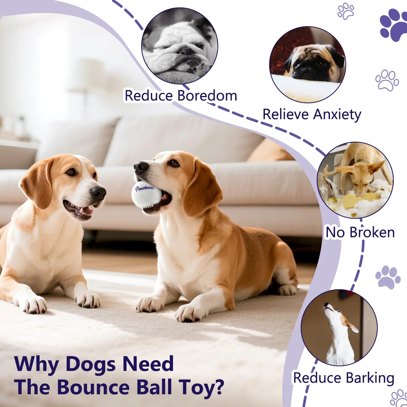 Indestructible Dog Tennis Balls for Aggressive Chewers - Interactive High Bounce Fetch Toys for Large, Medium, Small Dogs and Puppies