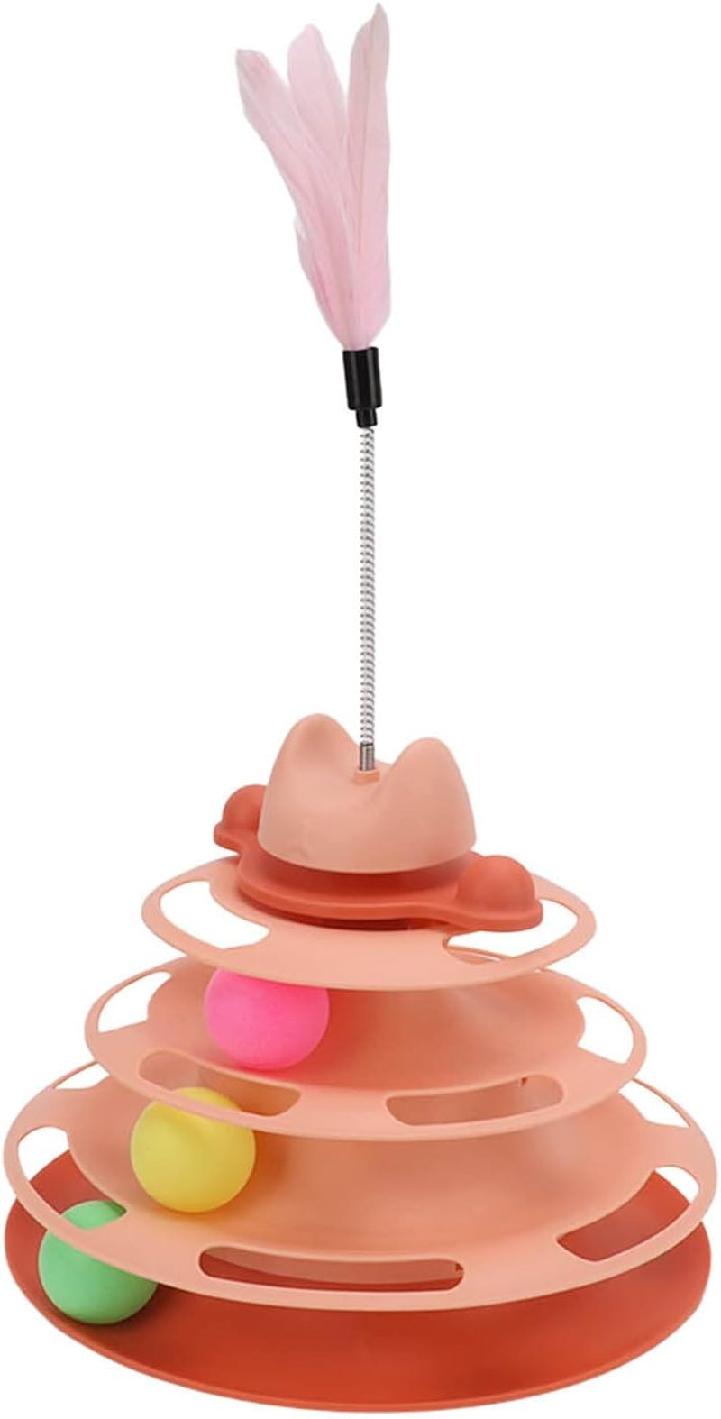 Interactive 4-Level Cat Ball Track Toy with Feather Stick - Engaging Indoor Play for Kittens and Cats