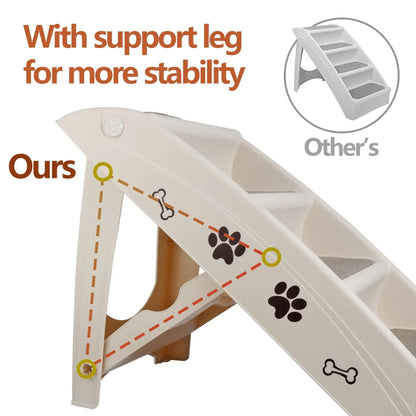 Foldable 4-Step Plastic Pet Stairs for Small Dogs with Non-Slip Paw Pads and Easy-Climb Design for Safe Access to Elevated Surfaces