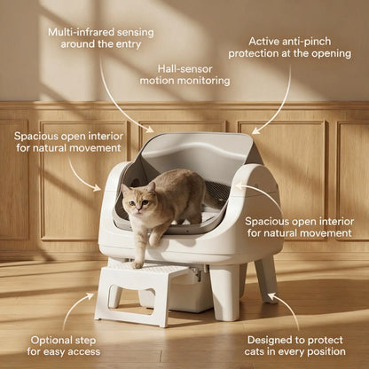 Petpivot Autoscooper 12 Lite Open Top Self-Cleaning Cat Litter Box with Advanced Safety Sensors and Senior Cat Access Features