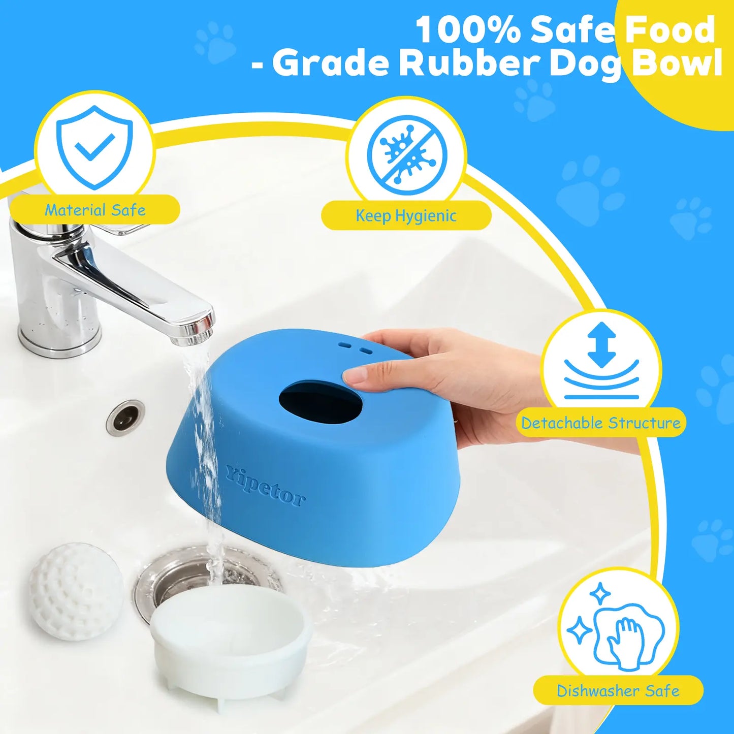 Yipetor Slow Feeder Dog Bowls with Built-In Rolling Ball for Liquid Treats - No Spill Bone Broth and Multi-Purpose Puppy Yogurt Feeder for All Breeds and Dietary Supplement/Post-Op Nutrition