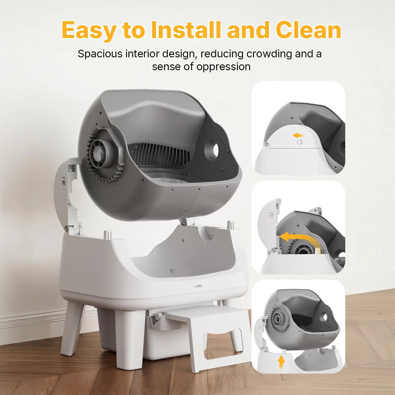 Petpivot Autoscooper 12 Lite Open Top Self-Cleaning Cat Litter Box with Advanced Safety Sensors and Senior Cat Access Features