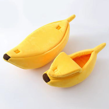 Cozy Banana-Shaped Cat Bed and Mat - Warm Cushion Kennel for Kittens and Small Dogs, Portable Pet Supplies