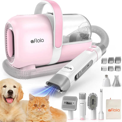 Afloia Professional Dog Grooming Kit: Vacuum Grooming Tools, Dog Clippers, and Low Noise Hair Remover for Shedding Pets