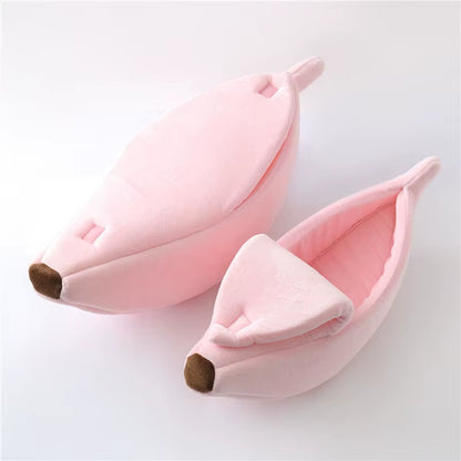 Cozy Banana-Shaped Cat Bed and Mat - Warm Cushion Kennel for Kittens and Small Dogs, Portable Pet Supplies