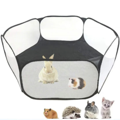 Transparent Portable Pet Playpen - Folding Tent for Dogs, Cats, Hamsters, Rabbits, and Guinea Pigs