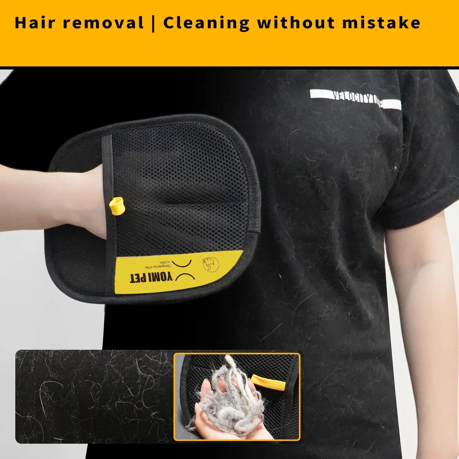 YOMI PET Electrostatic Hair Removal Gloves - Dual-Sided Brush for Effective Cat and Dog Grooming and Cleaning