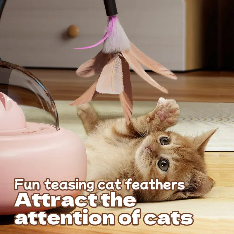 Automatic Interactive Cat Teaser Toy - Self-Playing Laser and Feather Combo for Engaging Playtime and Boredom Relief for Kittens