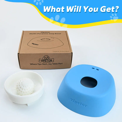 Yipetor Slow Feeder Dog Bowls with Built-In Rolling Ball for Liquid Treats - No Spill Bone Broth and Multi-Purpose Puppy Yogurt Feeder for All Breeds and Dietary Supplement/Post-Op Nutrition