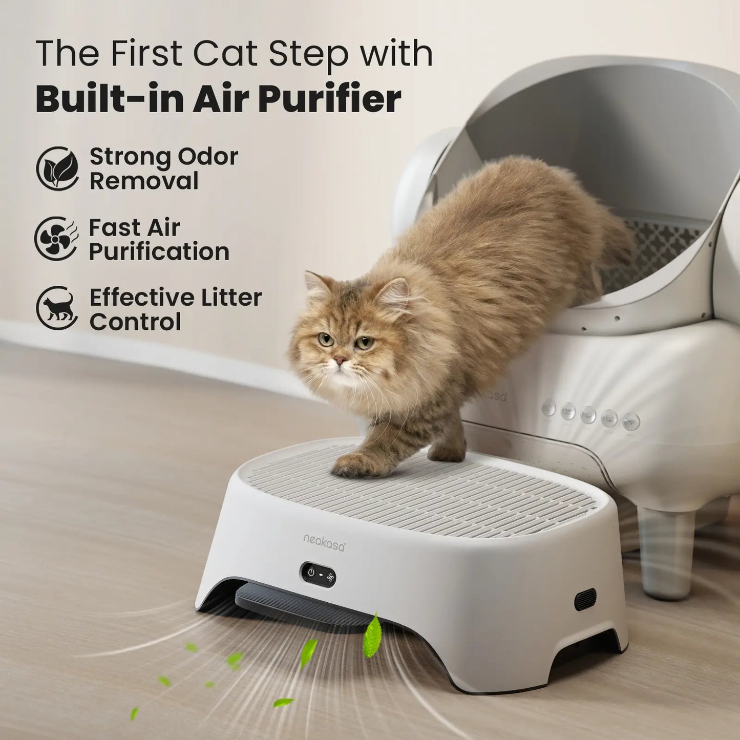 Neakasa Airstep Pet Air Purifier with Three Modes for Odor, Dust, and Pet Hair Control - Compatible with M1 Plus, M1 Lite, and Most Automatic and Traditional Litter Boxes