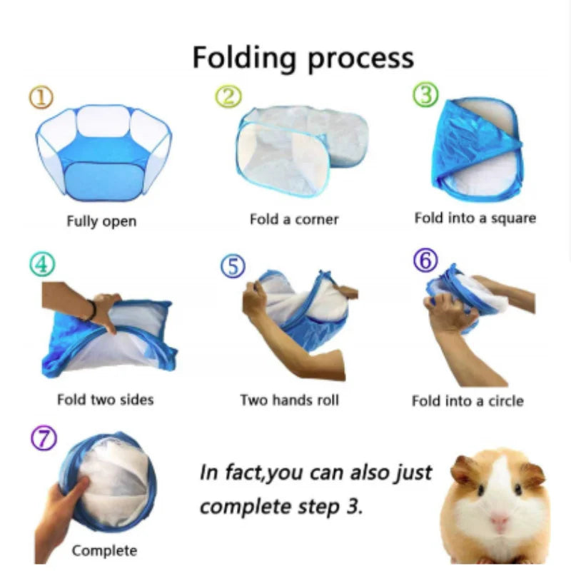 Transparent Portable Pet Playpen - Folding Tent for Dogs, Cats, Hamsters, Rabbits, and Guinea Pigs