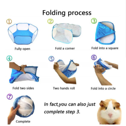 Transparent Portable Pet Playpen - Folding Tent for Dogs, Cats, Hamsters, Rabbits, and Guinea Pigs