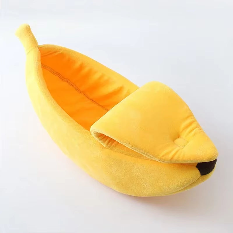 Cozy Banana-Shaped Cat Bed and Mat - Warm Cushion Kennel for Kittens and Small Dogs, Portable Pet Supplies