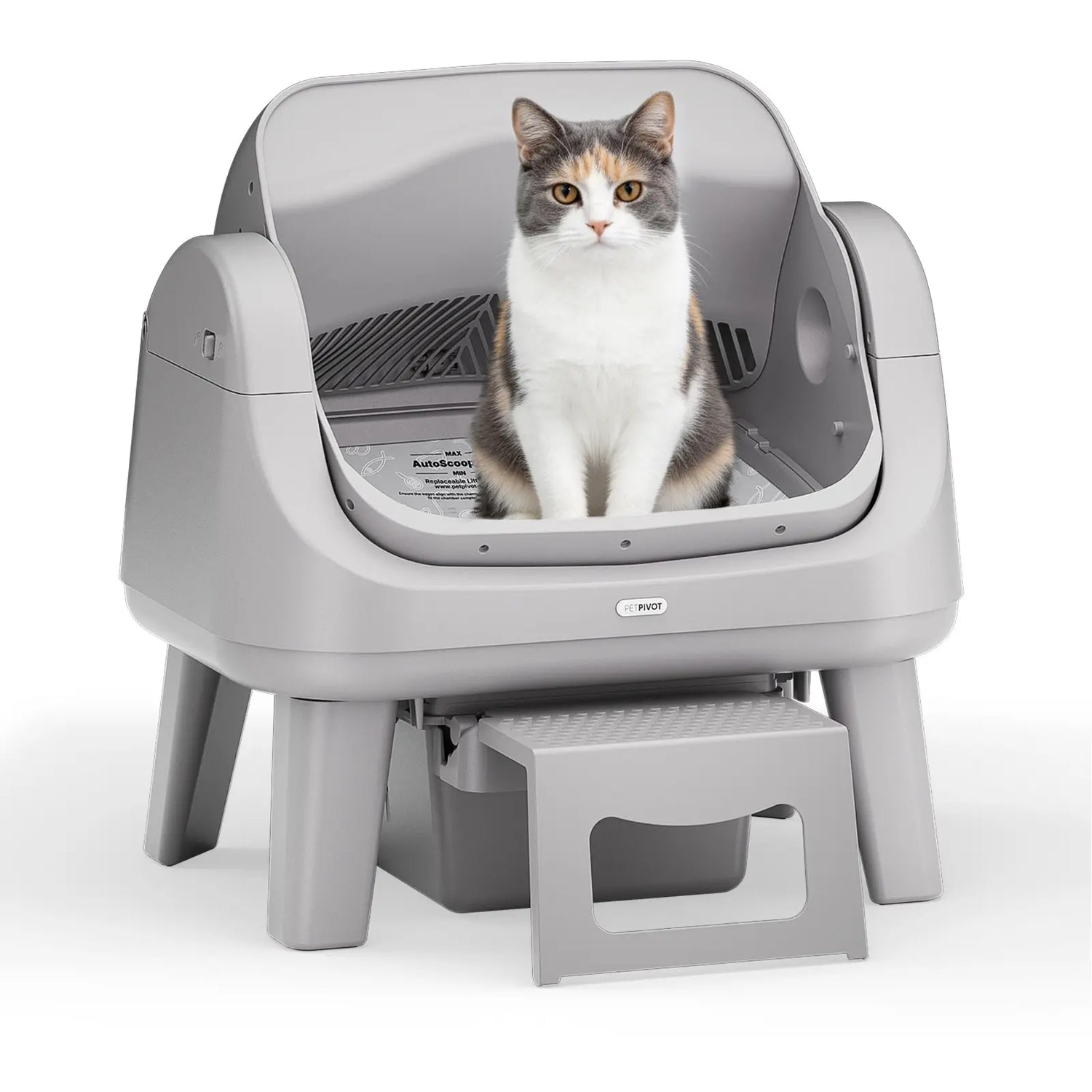 Petpivot Autoscooper 12 Lite Open Top Self-Cleaning Cat Litter Box with Advanced Safety Sensors and Senior Cat Access Features