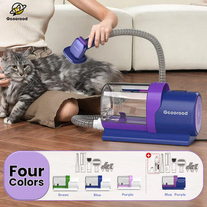 Geoorood All-In-One Dog Grooming Kit with Vacuum Brush - 2.5L Capacity, Stainless Steel Blades, Lightweight Design, 13Kpa Suction Force, Portable Cleaning Solution