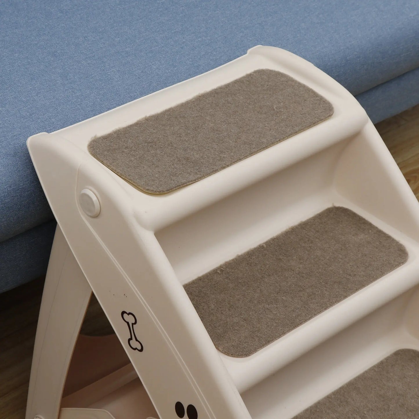 Foldable 4-Step Plastic Pet Stairs for Small Dogs with Non-Slip Paw Pads and Easy-Climb Design for Safe Access to Elevated Surfaces