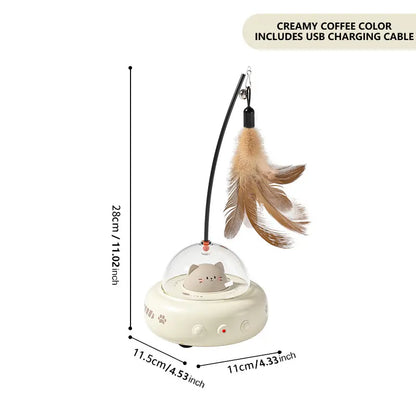 Automatic Interactive Cat Teaser Toy - Self-Playing Laser and Feather Combo for Engaging Playtime and Boredom Relief for Kittens