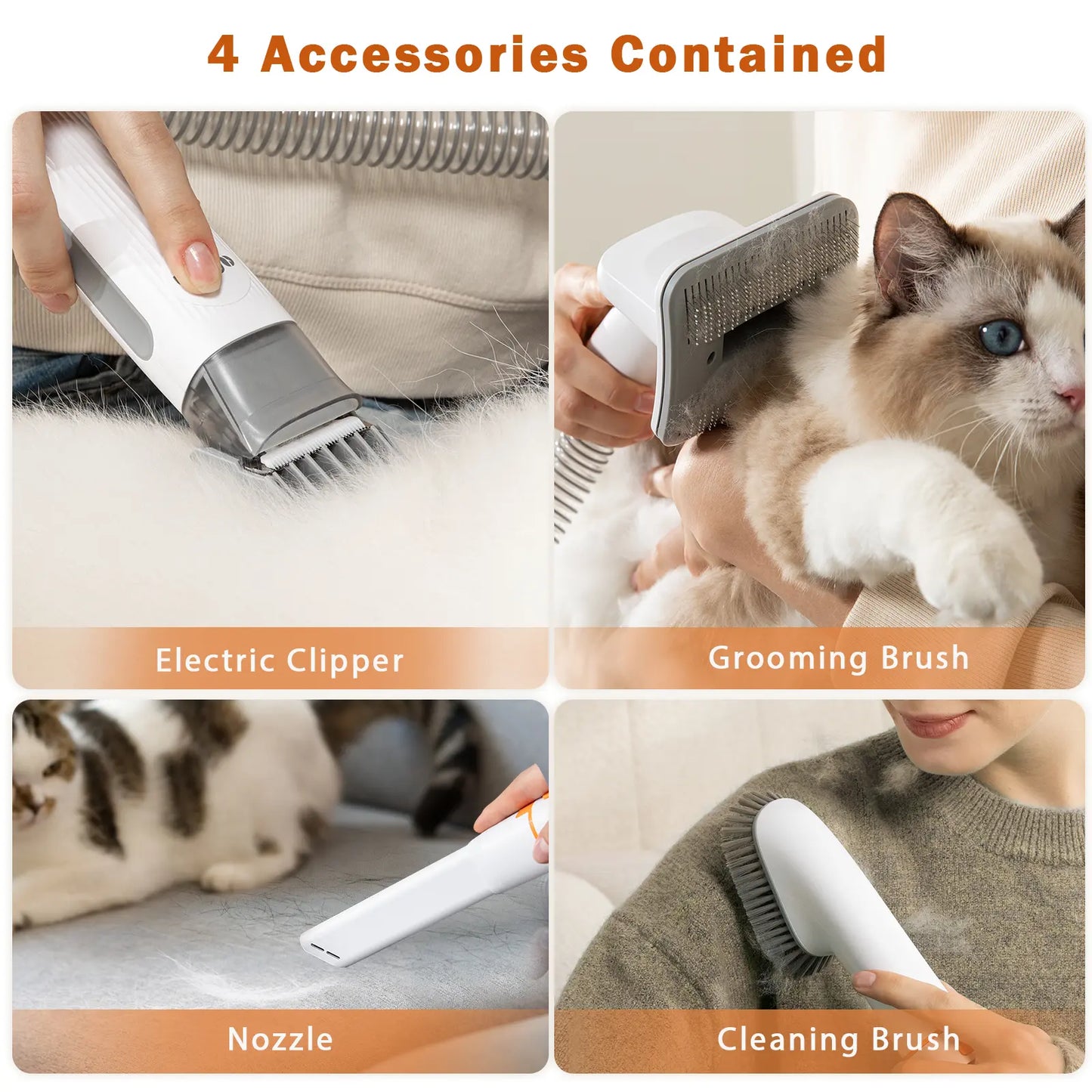 Afloia Professional Dog Grooming Kit: Vacuum Grooming Tools, Dog Clippers, and Low Noise Hair Remover for Shedding Pets