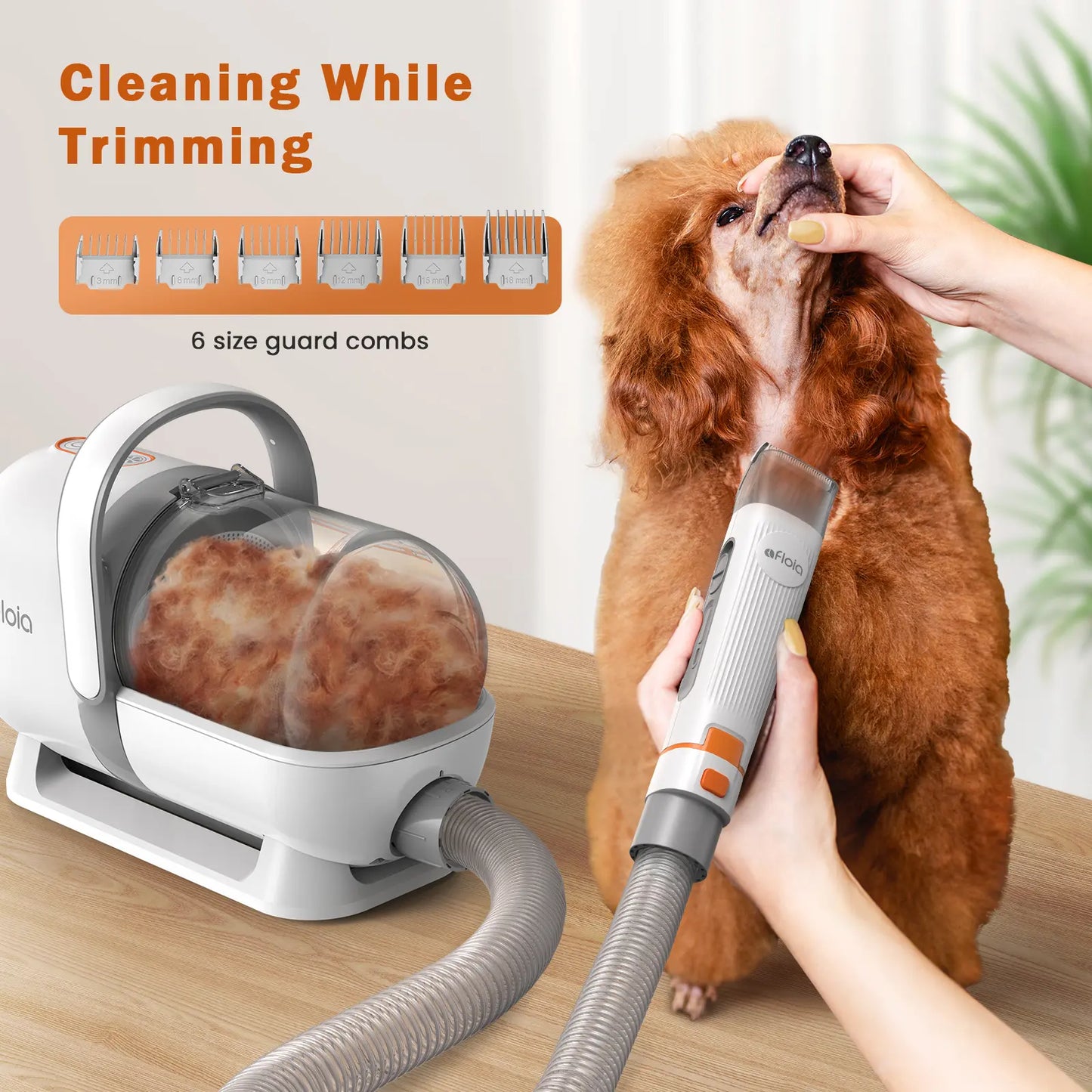 Afloia Professional Dog Grooming Kit: Vacuum Grooming Tools, Dog Clippers, and Low Noise Hair Remover for Shedding Pets