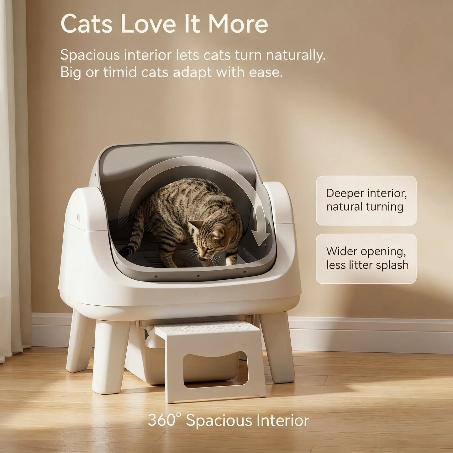 Petpivot Autoscooper 12 Lite Open Top Self-Cleaning Cat Litter Box with Advanced Safety Sensors and Senior Cat Access Features