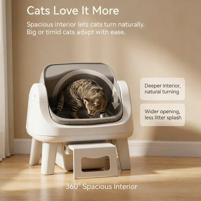 Petpivot Autoscooper 12 Lite Open Top Self-Cleaning Cat Litter Box with Advanced Safety Sensors and Senior Cat Access Features