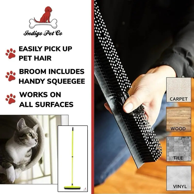 Pet Hair Removal Broom with 5FT Extension