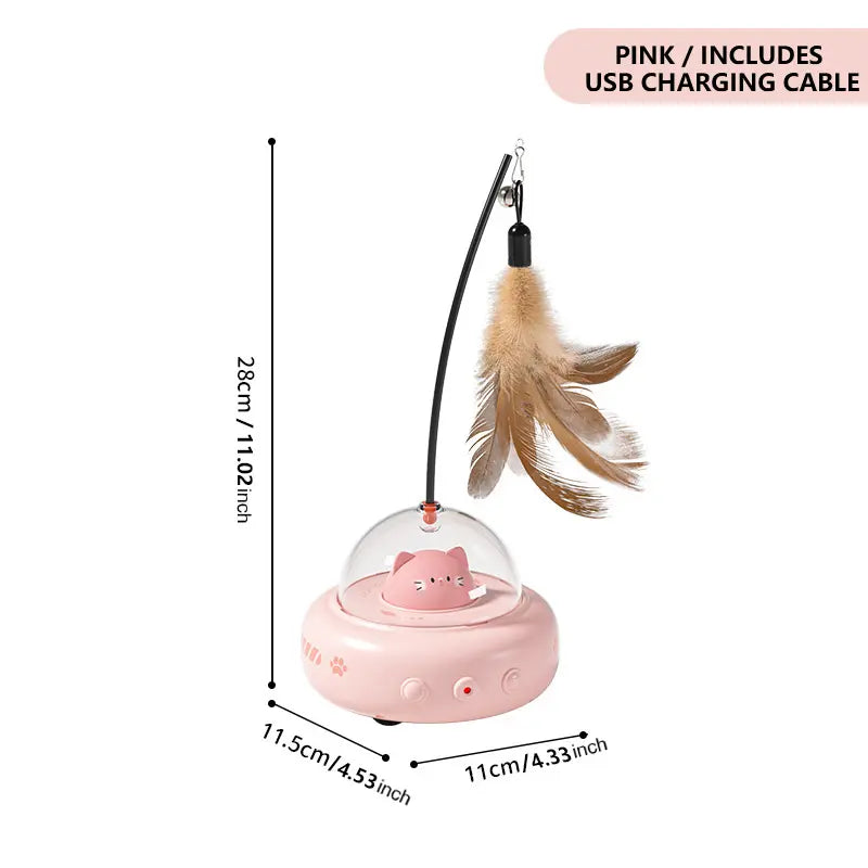 Automatic Interactive Cat Teaser Toy - Self-Playing Laser and Feather Combo for Engaging Playtime and Boredom Relief for Kittens