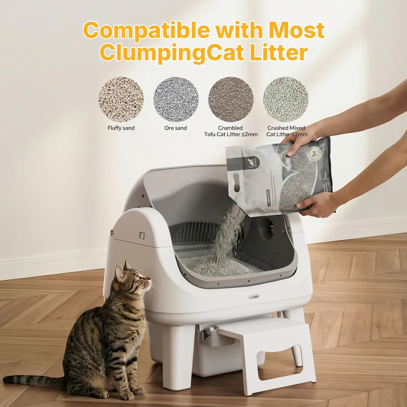 Petpivot Autoscooper 12 Lite Open Top Self-Cleaning Cat Litter Box with Advanced Safety Sensors and Senior Cat Access Features