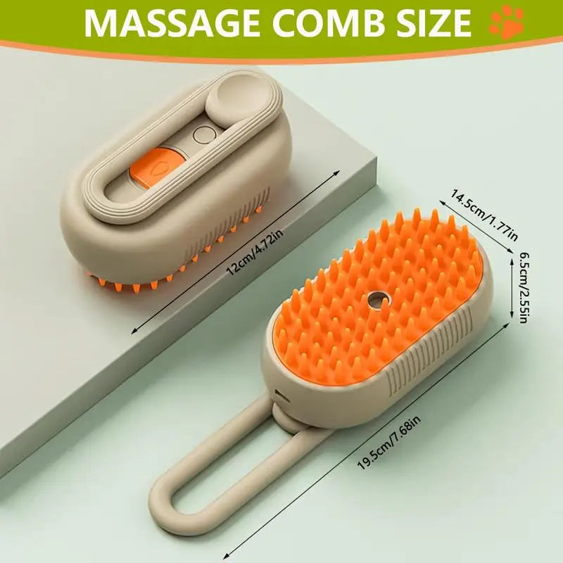 3-in-1 Pet Steam Brush and Hair Remover for Cats and Dogs - Adjustable Grooming Comb with Steamy Mist Technology for Effective Fur Removal